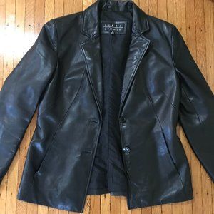 vintage black genuine leather jacket blazer